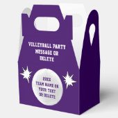Paarse, witte, gepersonaliseerde, volleybalhandvat bedankdoosjes (Geopend)