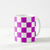 Paarse witte geruit controlepatroon koffiemok (Voorkant rechts)