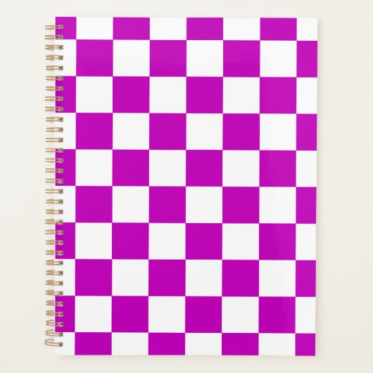 Paarse witte geruit controlepatroon planner (Voorkant)