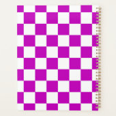 Paarse witte geruit controlepatroon planner (Achterkant)