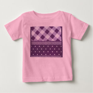 Paarse Witte Geruite Polka Dot Floral Damask Art