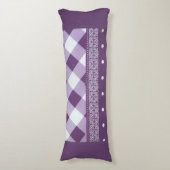 Paarse Witte Geruite Polka Dot Floral Damask Art Lichaamskussen (Voorkant Verticaal)