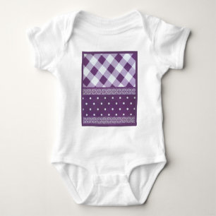 Paarse Witte Geruite Polka Dot Floral Damask Art Romper