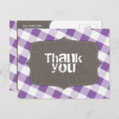 Paarse & Witte Gingham Canvas Dank u Briefkaarten (Voorkant / Achterkant)