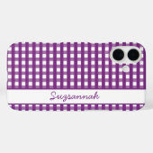 Paarse witte gingham check Aangepast Hoesje-Mate Case-Mate iPhone Case (Achterkant (horizontaal))