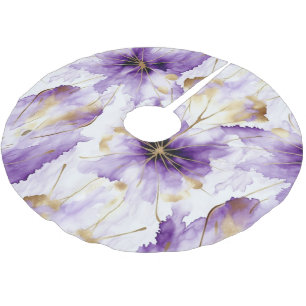 Paarse Witte Gouden Abstracte Iris Bloem Kerstboom Rok