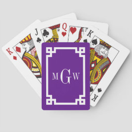 Paarse witte Griekse sleutel #2 ingelijst 3 Init M Pokerkaarten