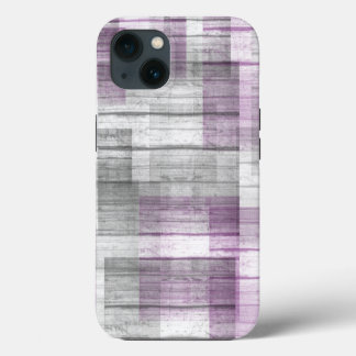Paarse witte grijze, zwarte houten textiel ace Pr iPhone 13 Hoesje