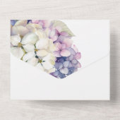Paarse & Witte Hydrangea Bloemen All In One Uitnodiging (Achterkant)
