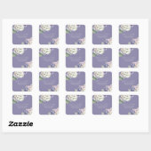 Paarse & Witte Hydrangea Bloemen op Lavendel Vierkante Sticker (Vel)