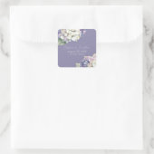 Paarse & Witte Hydrangea Bloemen op Lavendel Vierkante Sticker (Tas)