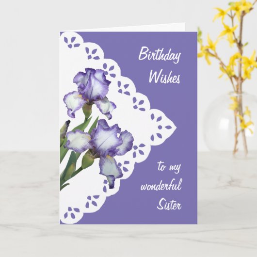  Paarse witte Iris ventilator zuster Kaart (Gele Bloem)