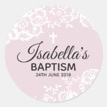 Paarse Witte Kant doopsel Sticker