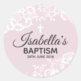 Paarse Witte Kant doopsel Sticker