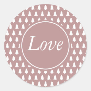 Paarse Witte Kerstboom Patroon Liefde Ronde Sticker