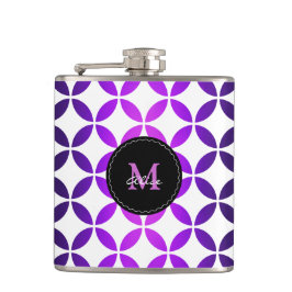 Paarse witte legante Abstracte cirkels en diamante Heupfles