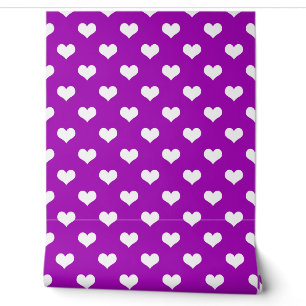 Paarse Witte Liefde Hart Patroon Ontwerp Wallpaper Behang