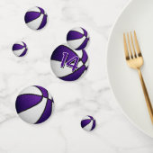 paarse witte meisjes basketbal verjaardagsfeestje confetti (Groep)