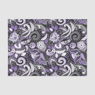 Paarse Witte Paisley Print Elegant Verjaardagsfees Tissuepapier