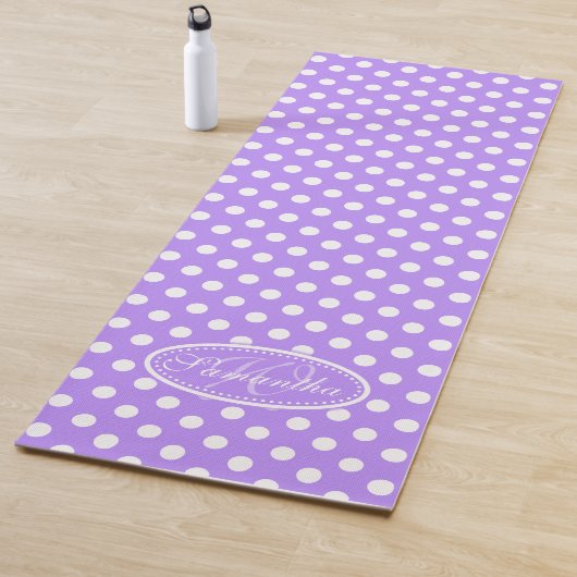 Paarse witte polka dot yoga mat (In situ)