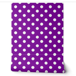 Paarse Witte Polka Dots Patroon Wanddecoratie Behang