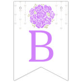 Paarse witte posy bruidsmeisje bruiloftsfoto sling vlaggetjes (Tweede vlag)