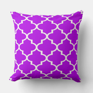 Paarse Witte Quatrefoil Lattice Kussen