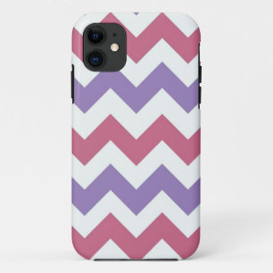 Paarse witte roze Chevron Zigzap Pattern iPhone 11 Hoesje