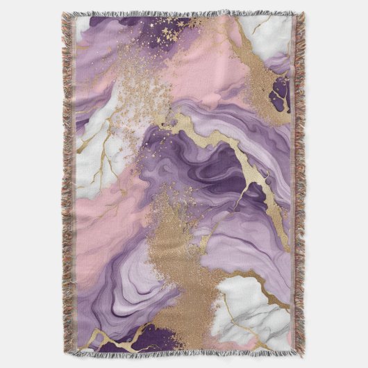 Paarse, witte, roze gouden agaat marmer deken (Voorkant Verticaal)