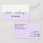 Paarse witte script haar make-up Visitekaartje (Voorkant / Achterkant)