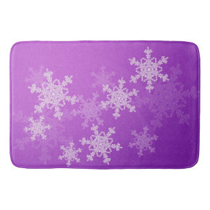 Paarse Witte Sneeuwvlokken Minimalistische Kerst Badmat