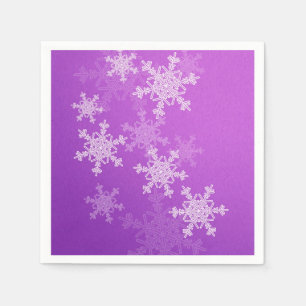 Paarse Witte Sneeuwvlokken Minimalistische Kerst Servet