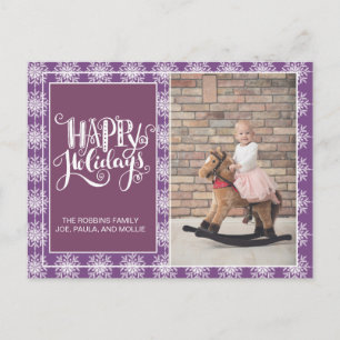 Paarse Witte Sneeuwvlokken Prettig Kerstfeest Kers Briefkaart