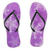 Paarse Witte Snowllakes Minimalistische Kerst Teenslippers (Voetbed)