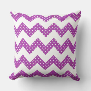 Paarse witte Stippen Chevron Decoratief Sierkussen