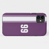 Paarse & Witte Stripe Jersey Genummerde iPhone Cas Case-Mate iPhone Case (Achterkant (horizontaal))