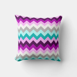 Paarse Witte Teal Chevron Worpkussen Kussen