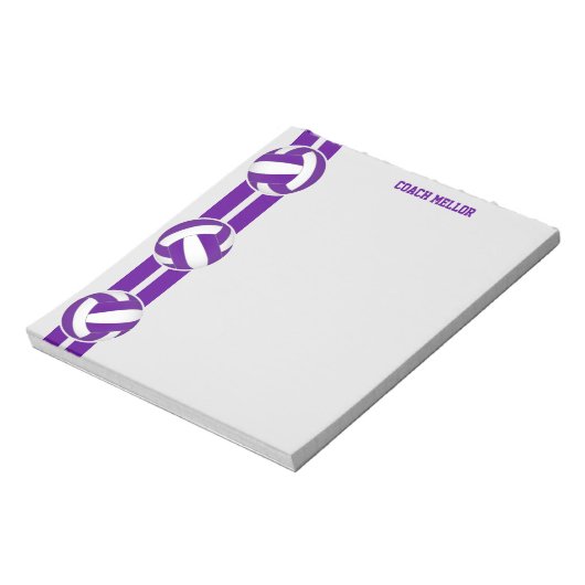 paarse witte teamkleuren volleybalcoach aangepast notitieblok (Gedraaid)