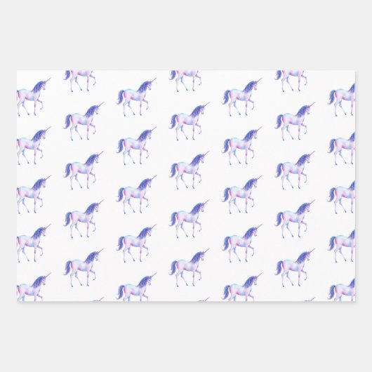 Paarse witte unicorn inpakpapier vel (Voorkant 3)