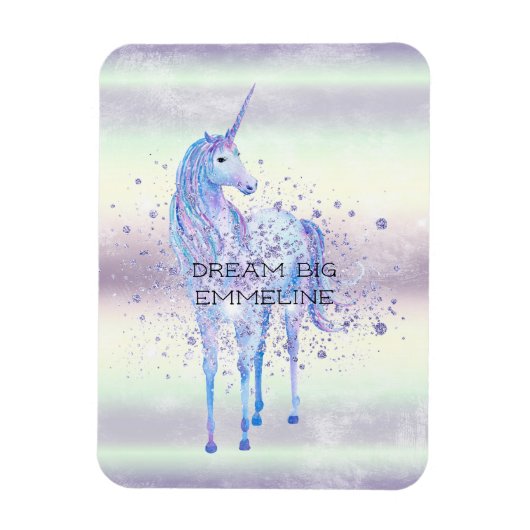 Paarse witte unicorn Sparkle Glitter Dream Magneet (Verticaal)