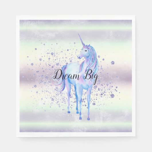 Paarse witte unicorn Sparkle Glitter Dream Servet (Voorkant)