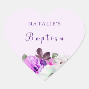 Paarse witte ventilator Baptisme Christening Hart Sticker