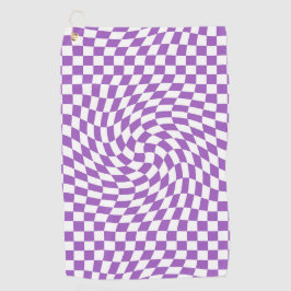 Paarse & Witte Verwrongen Geruite Checkerboard Golfhanddoek