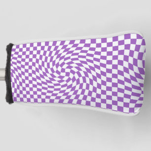 Paarse & Witte Verwrongen Geruite Checkerboard Golfheadcover