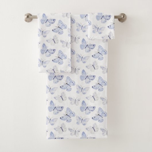  Paarse witte vlinders Bad Handdoek (Insitu)