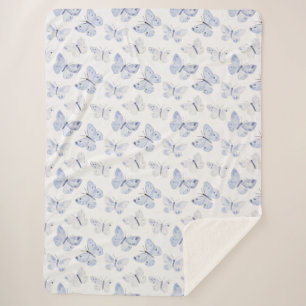  Paarse witte vlinders Sherpa Deken