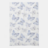 Paarse witte vlinders Theedoek (Verticaal)