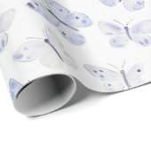  Paarse Witte Vlinders Verjaardag Cadeaupapier (Rol Hoek)