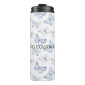 Paarse Witte Vlinders Verjaardag Thermosbeker (Voorkant)