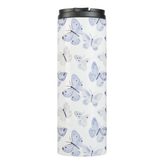 Paarse Witte Vlinders Verjaardag Thermosbeker (Achterkant)